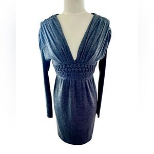 Philosophy by Alberta Ferretti Charcoal Long Sleeve Wool Dress